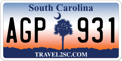 SC license plate AGP931