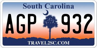 SC license plate AGP932