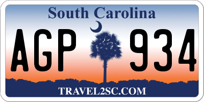 SC license plate AGP934