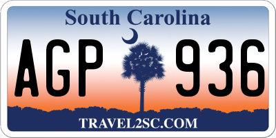 SC license plate AGP936
