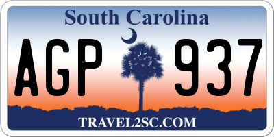 SC license plate AGP937