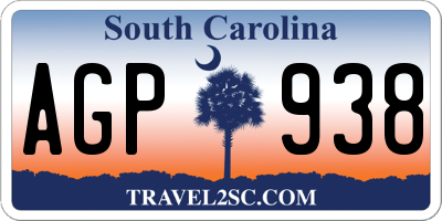 SC license plate AGP938