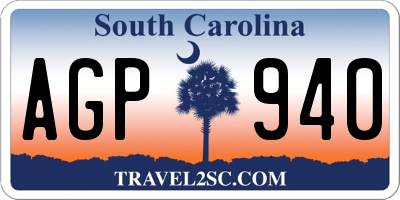 SC license plate AGP940
