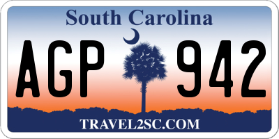 SC license plate AGP942