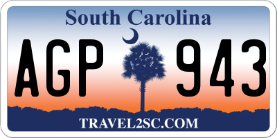 SC license plate AGP943