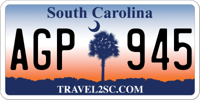 SC license plate AGP945