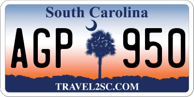 SC license plate AGP950