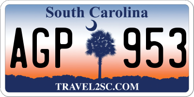 SC license plate AGP953