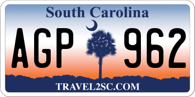 SC license plate AGP962