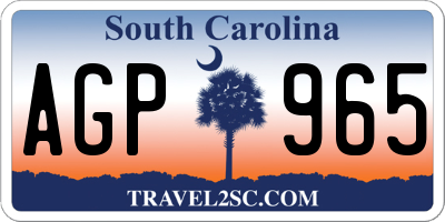 SC license plate AGP965
