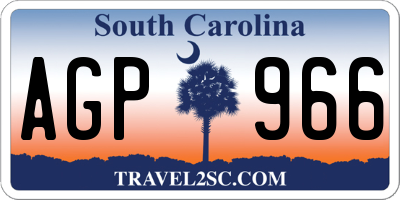SC license plate AGP966