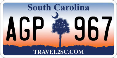 SC license plate AGP967