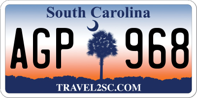 SC license plate AGP968