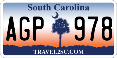 SC license plate AGP978