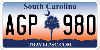 SC license plate AGP980