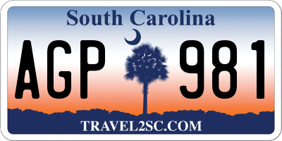 SC license plate AGP981