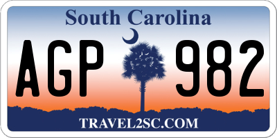 SC license plate AGP982