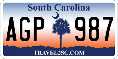 SC license plate AGP987