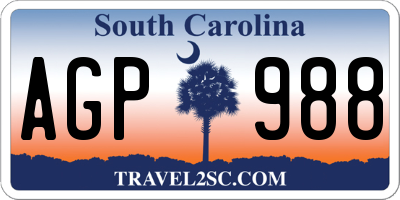 SC license plate AGP988