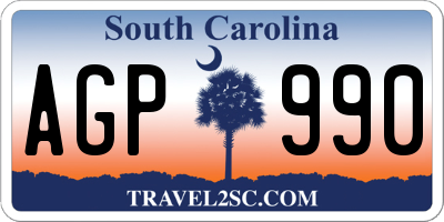SC license plate AGP990