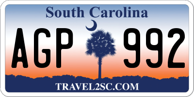 SC license plate AGP992