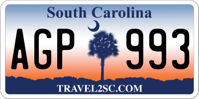 SC license plate AGP993