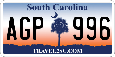 SC license plate AGP996