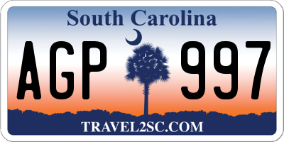 SC license plate AGP997