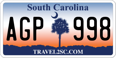 SC license plate AGP998