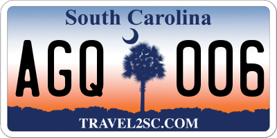 SC license plate AGQ006