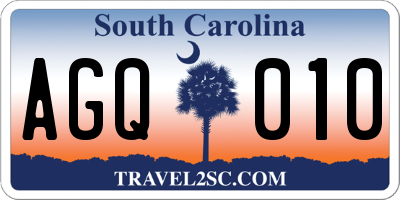 SC license plate AGQ010