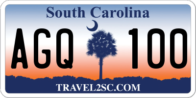 SC license plate AGQ100