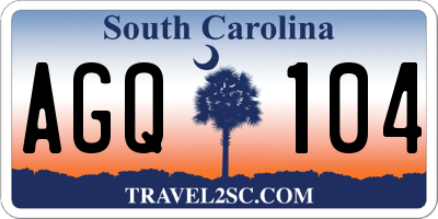 SC license plate AGQ104