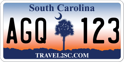 SC license plate AGQ123