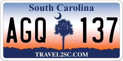 SC license plate AGQ137