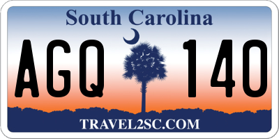 SC license plate AGQ140