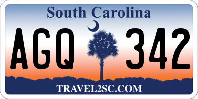 SC license plate AGQ342