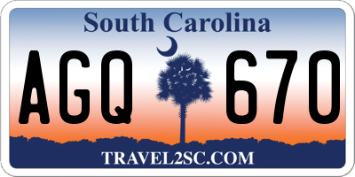 SC license plate AGQ670