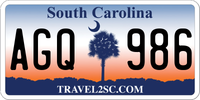 SC license plate AGQ986