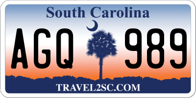 SC license plate AGQ989