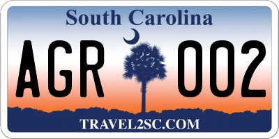 SC license plate AGR002