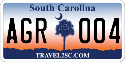 SC license plate AGR004