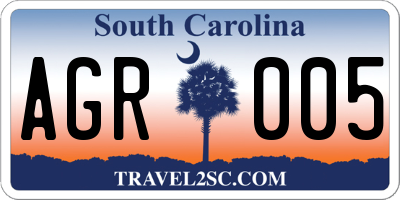SC license plate AGR005