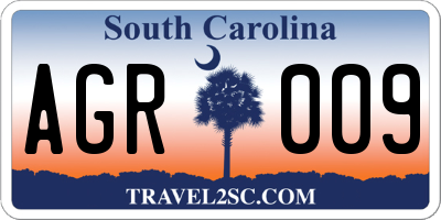 SC license plate AGR009
