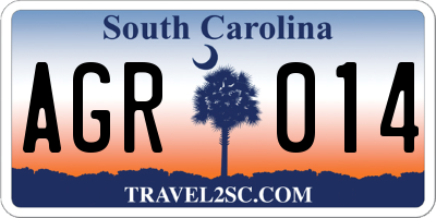 SC license plate AGR014