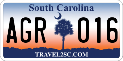 SC license plate AGR016