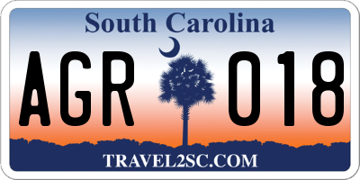 SC license plate AGR018