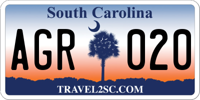 SC license plate AGR020