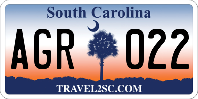 SC license plate AGR022