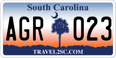 SC license plate AGR023